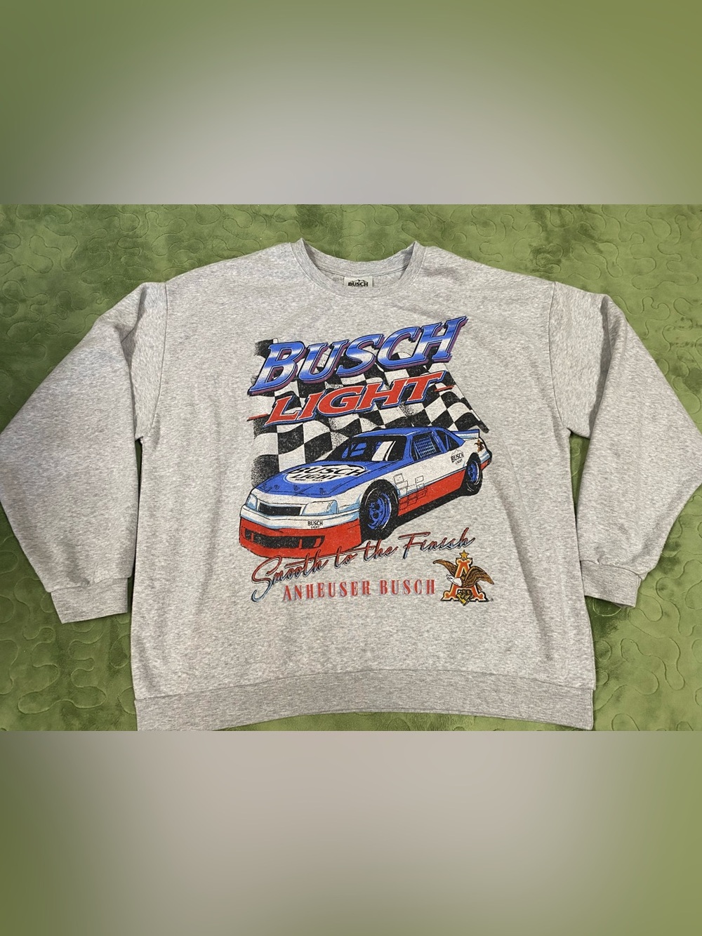 Busch Light "Smooth To The Finish" Racing Crew Neck Sweatshirt Mens XXL Gray